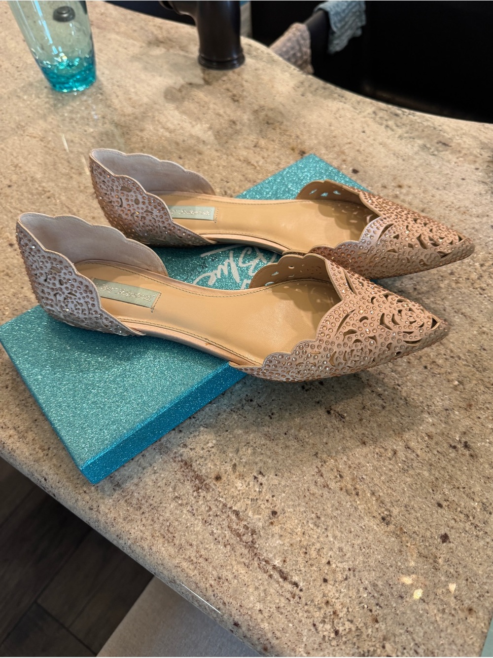 Blush Rhinestone Flats